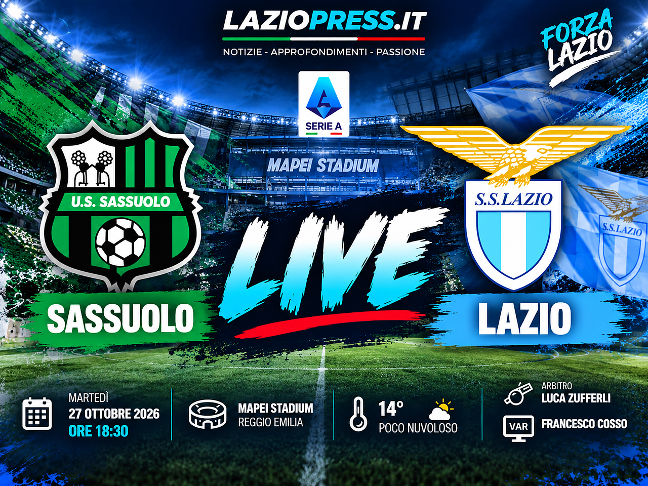 9° SERIE A | LIVE SASSUOLO-LAZIO