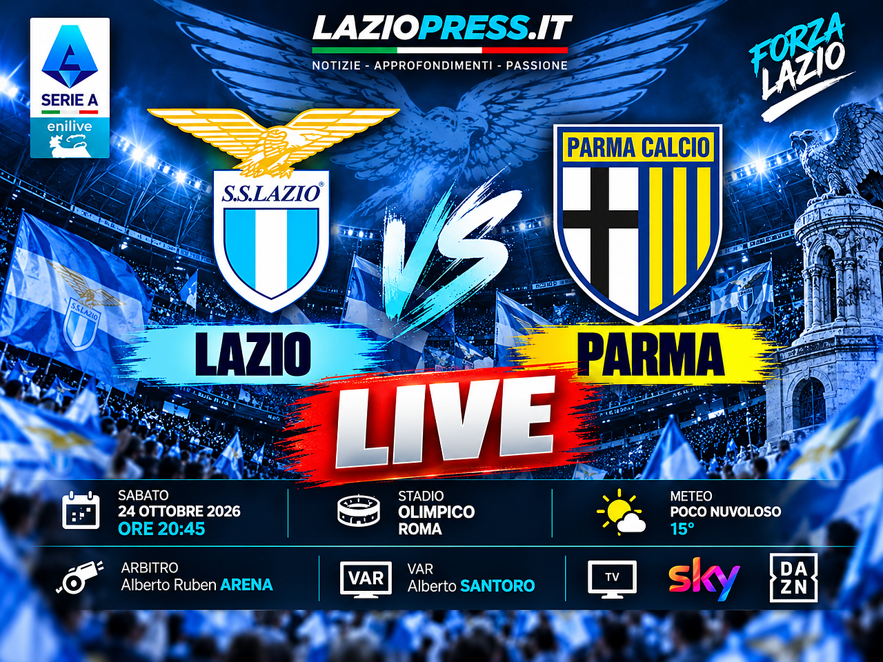 8° SERIE A | LIVE LAZIO-PARMA