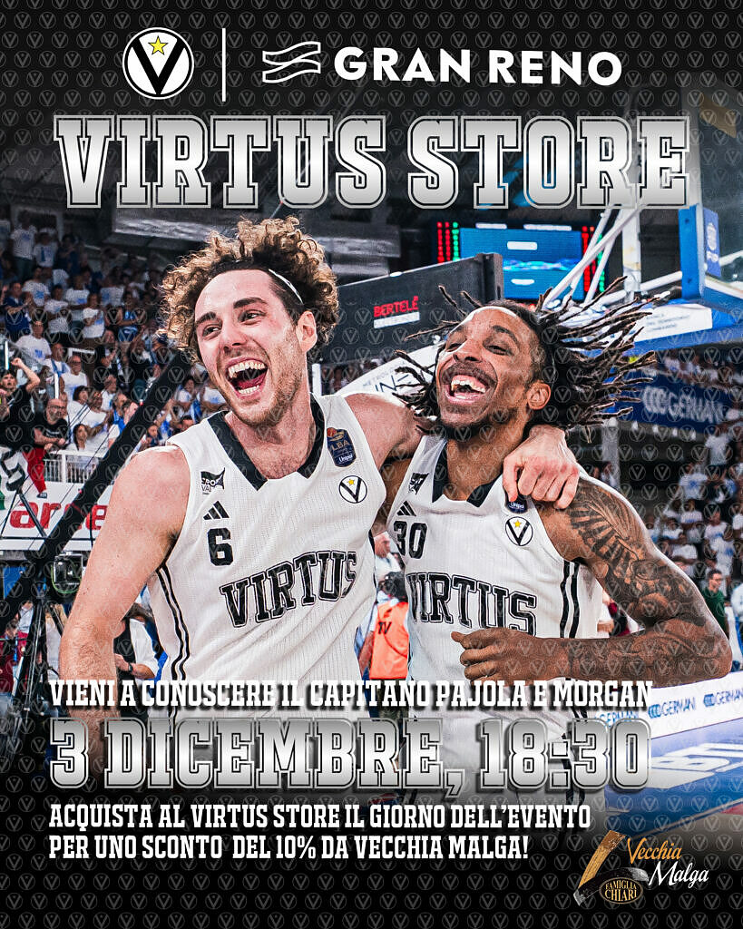 Alessandro Pajola e Matt Morgan al Virtus Temporary Store mercoledì 3 dicembre