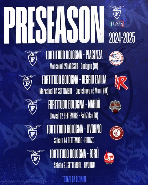 Fortitudo, il calendario della preseason