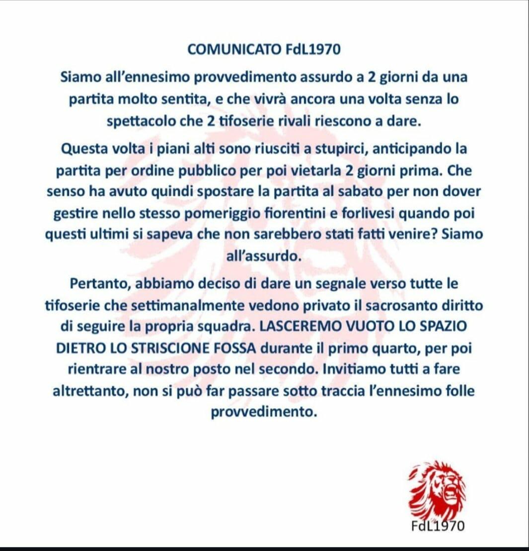 La Fossa contro il divieto di trasferte. "Provvedimento folle"