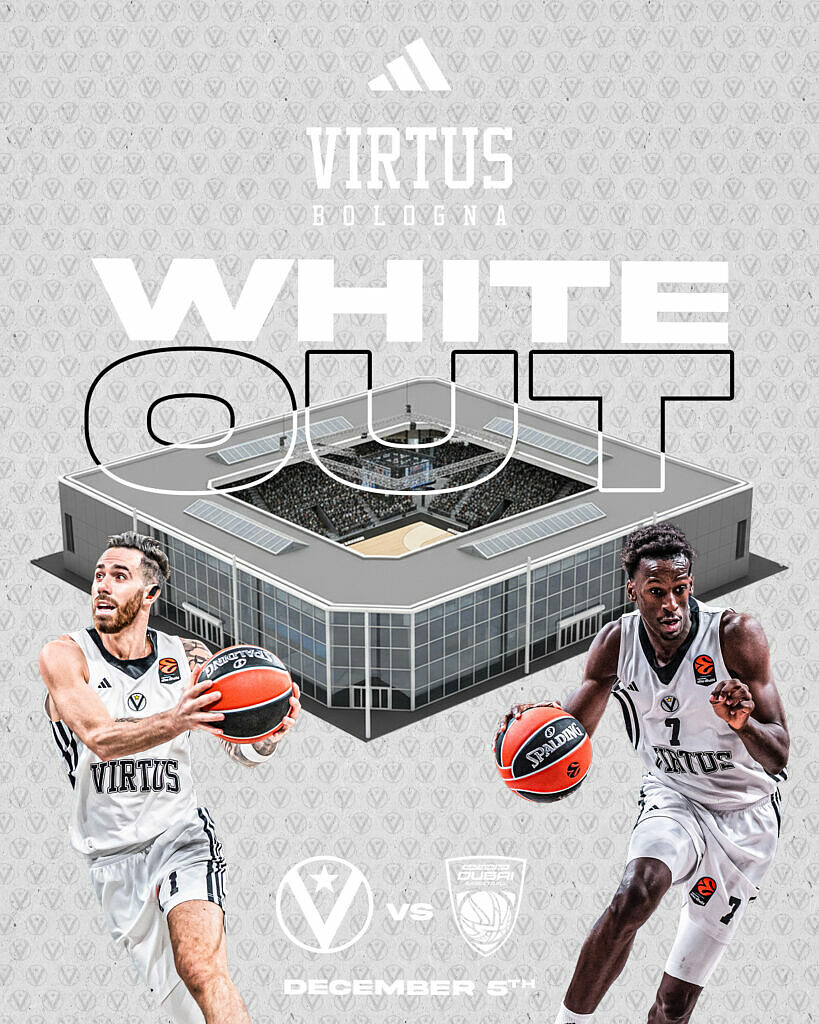 Virtus White Out: una Virtus Arena in bianco per il lancio del kit adidas away 25/26