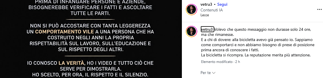 Caso Rider-Suv, Vetrugno: "Parleranno i fatti". E il web inizia a schierarsi con lui