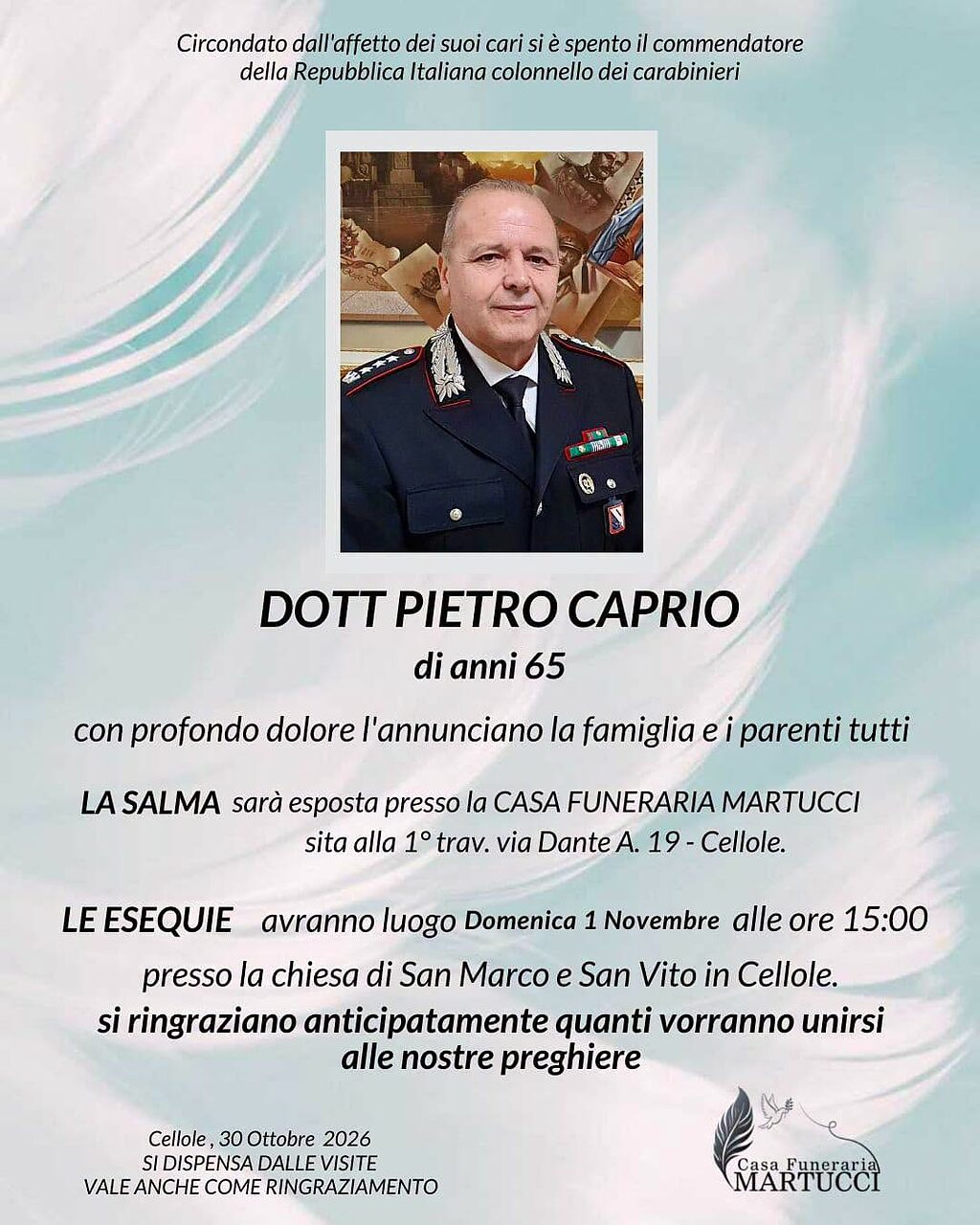 colonnello pietro caprio manifesto