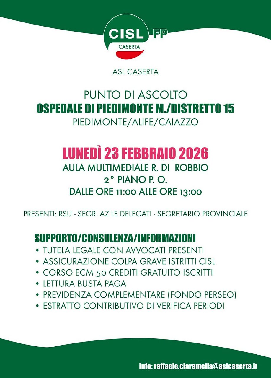 punto ascolto ospedale piedimonte