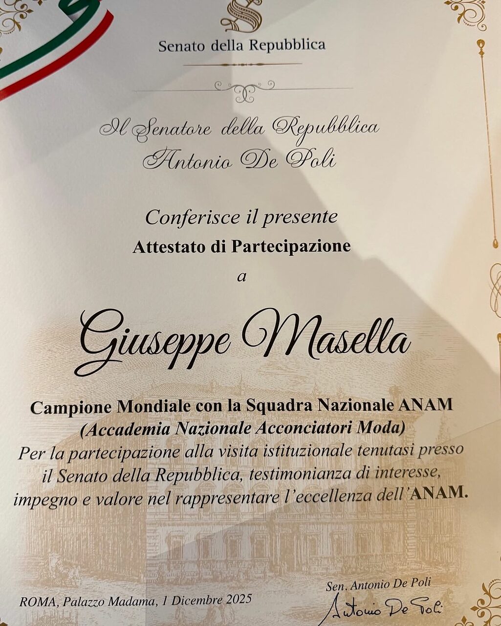 attestato giuseppe masella