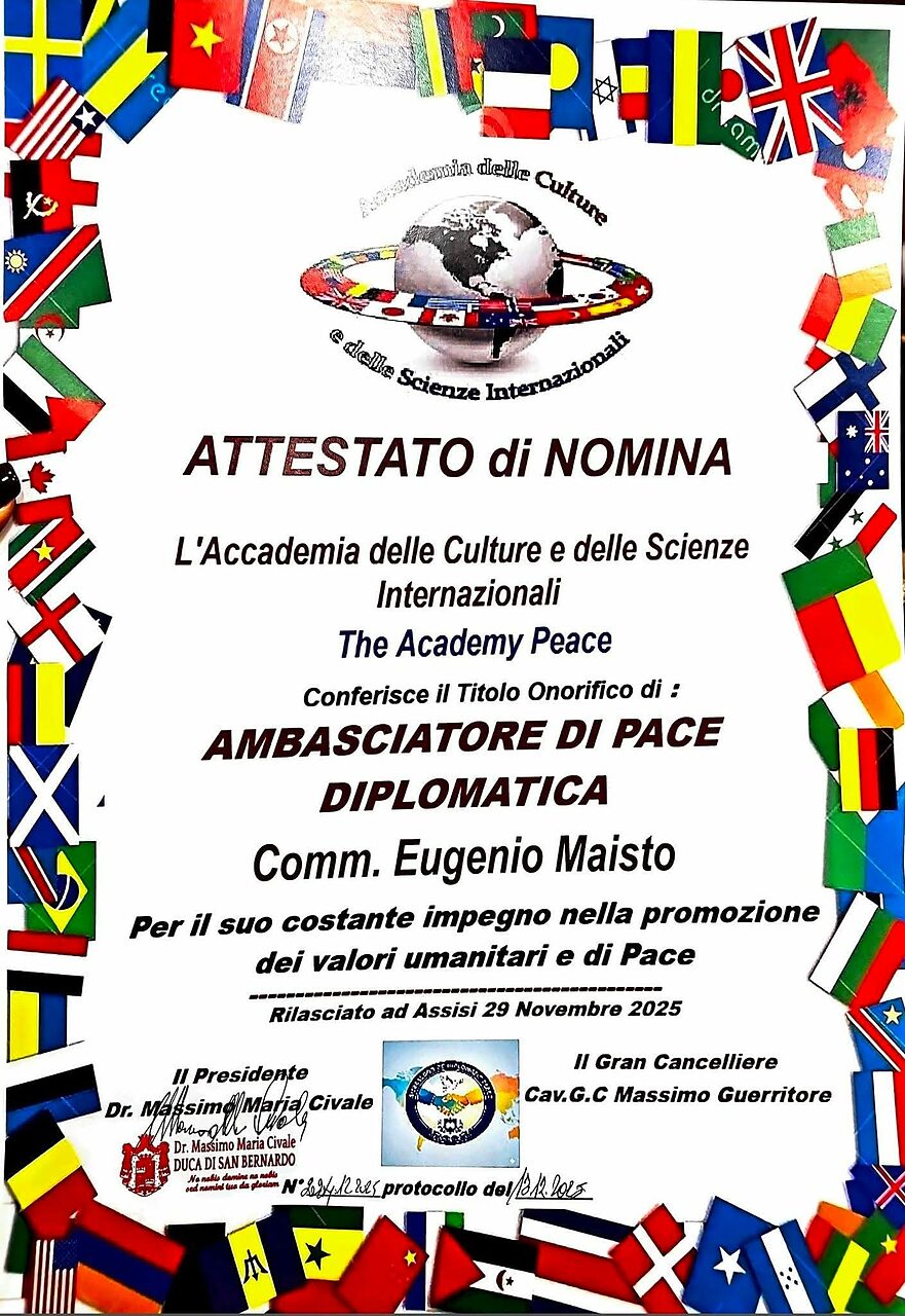 attestato ambasciatore di pace