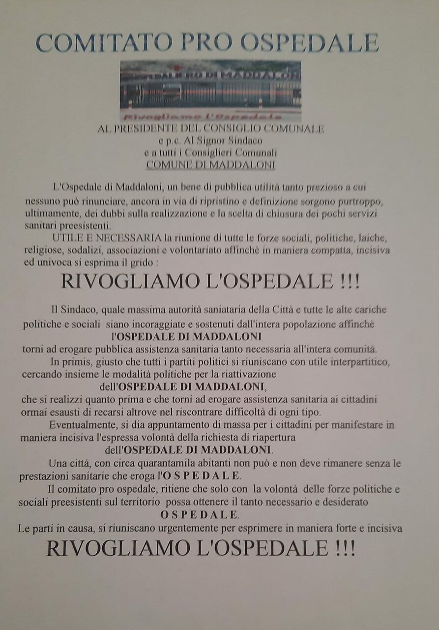 volantino ospedale comitato maddaloni