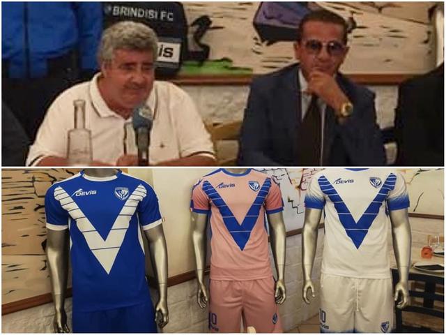 In alto: Il presidente Vangone con Gigi Blasi; in basso: le nuove maglie 