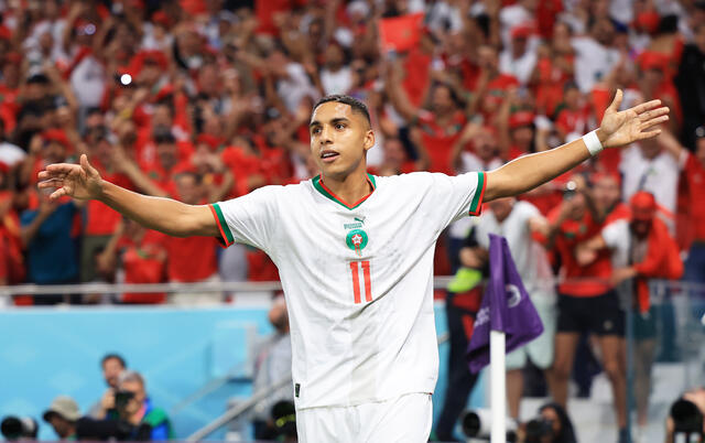 Sabiri esulta per un gol segnato con la nazionale del Marocco 