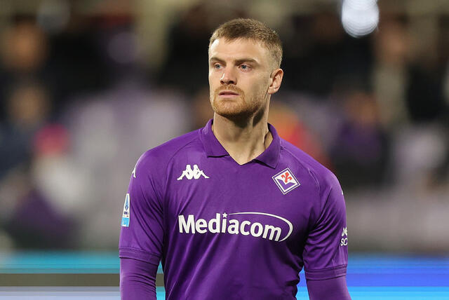 L'attaccante della Fiorentina Lucas Beltran in campo al Franchi 