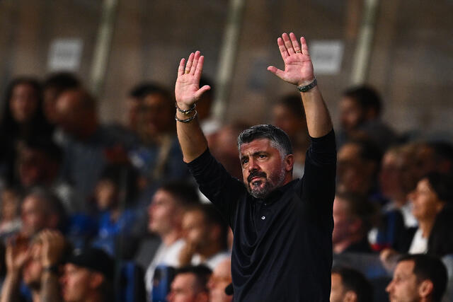 Gennaro Gattuso esulta dopo la prima vittoria da CT dell'Italia